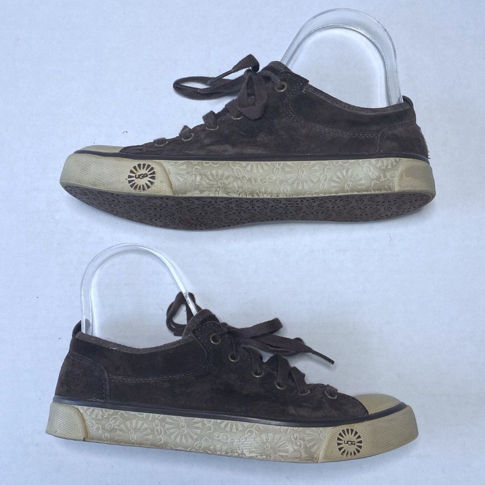 Ugg Australia Womens Size 6.5 Brown Suede Evera Sneakers Sheepskin Lining Casual